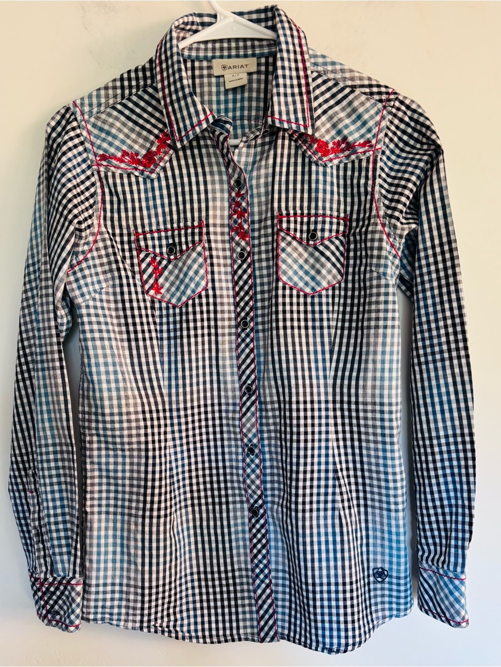 Ariat Vintage Blues Checkered Shirt w/Red Trim